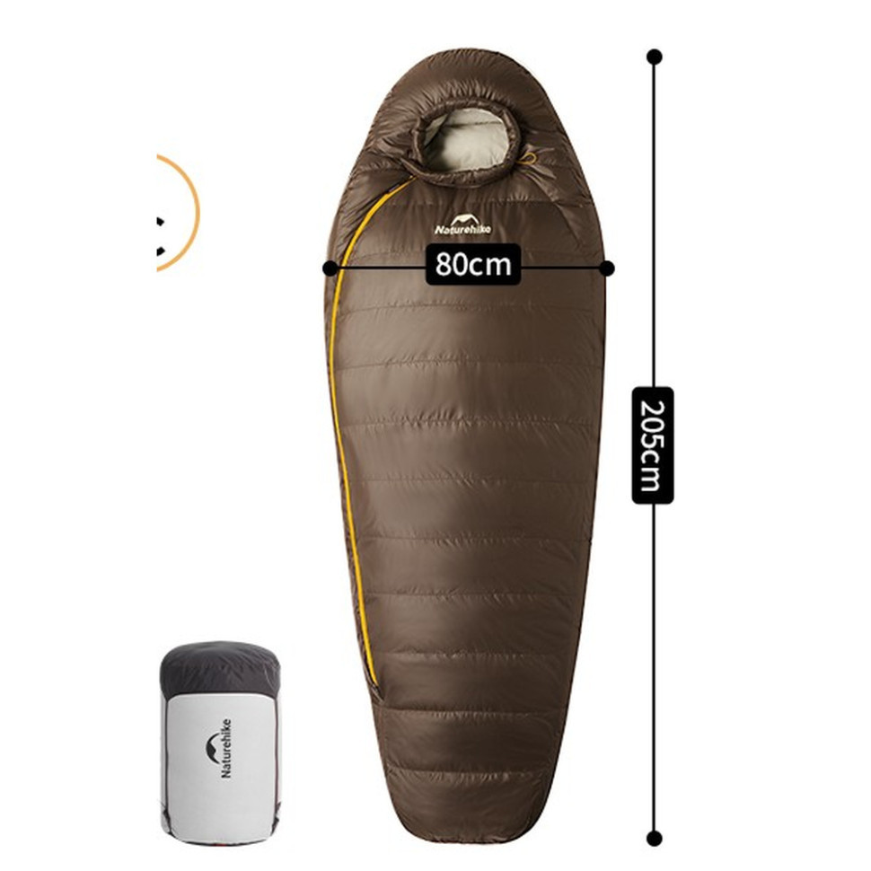 Спальний мішок із натуральним пухом Naturehike Snowbird CNK2550WS014 400 г L Темно-коричневий Київ - фото 2
