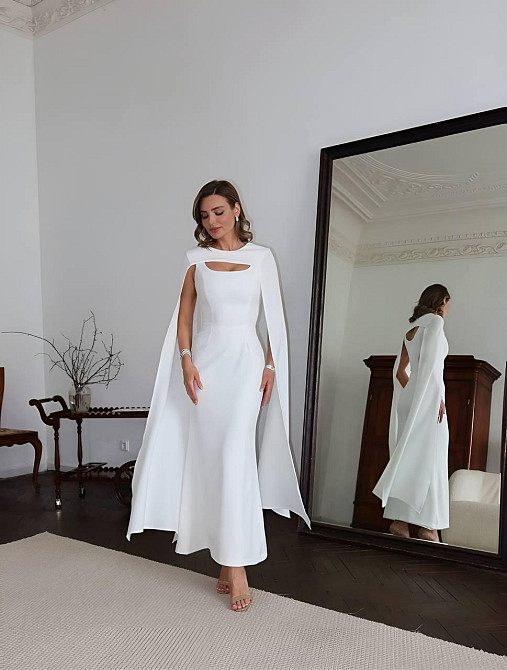 Жіночий елегантний романтичний комплект плаття + накидка костюмка Молочний, 44/46 Одеса - фото 7