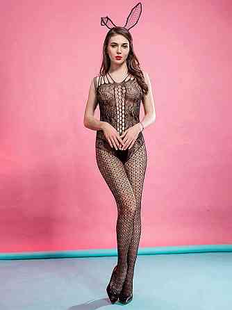 Еротичний бодістокінг з дрібної сітки, жіноча сексуальна білизна, універсальний розмір, зріст: 145–185 см, One Size чорний, 7020 Кам'янець-Подільський