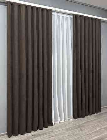 Комплект готовых штор VR-Textil Микровелюр Petek YL № 1892ш Венге 100х270 см 2 шт (31-0020) Киев