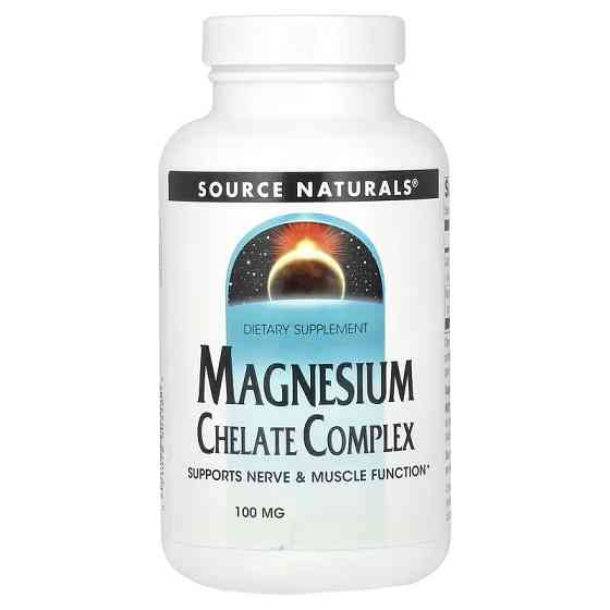 Магний хелат Source Naturals Magnesium Chelate Complex, 100 mg, 100 Tablets Луцк