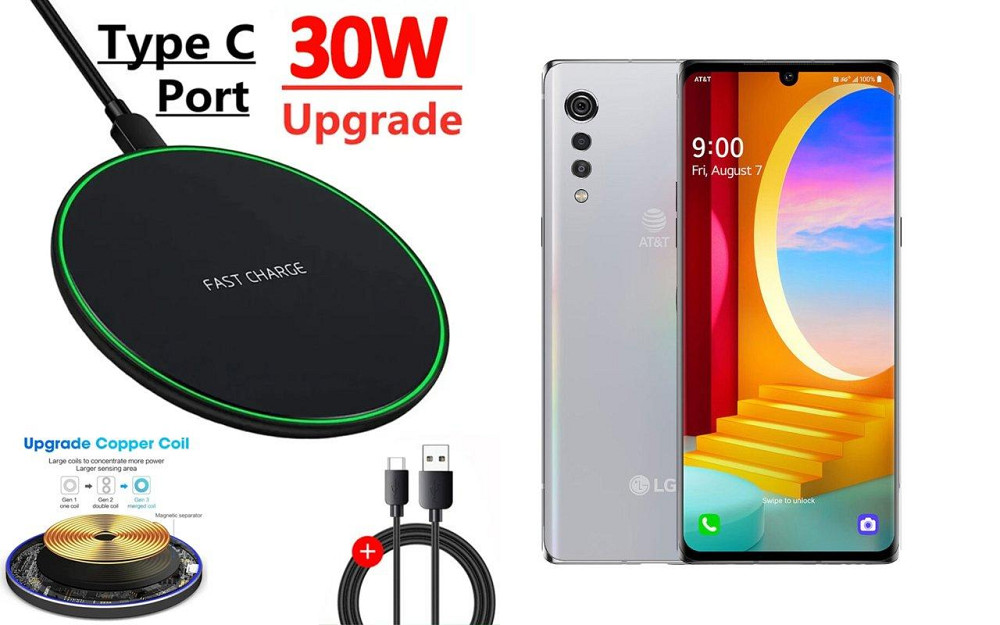 Бездротовий зарядний пристрій Copper до 30W для KYOCERA Torque G06, USB-C, LED Київ - фото 1