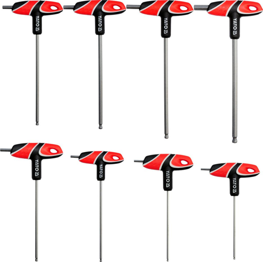 Ключі шестигранні YATO : тип "T", HEX, двосторонні, кулькові наконечиники, Набір 8 шт. [12/24/144] Одеса - фото 2