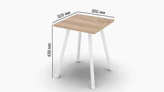 Кухонний табурет Ferrum-decor 430x320x320 Білий метал ДСП Дуб Сонома 16 мм (FRD-104643) Дніпро