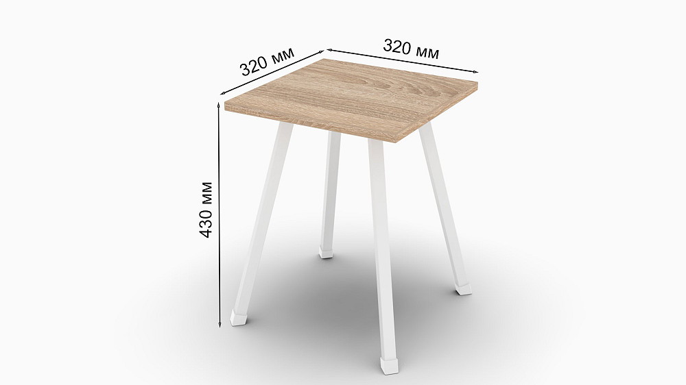 Кухонний табурет Ferrum-decor 430x320x320 Білий метал ДСП Дуб Сонома 16 мм (FRD-104643) Дніпро - фото 3