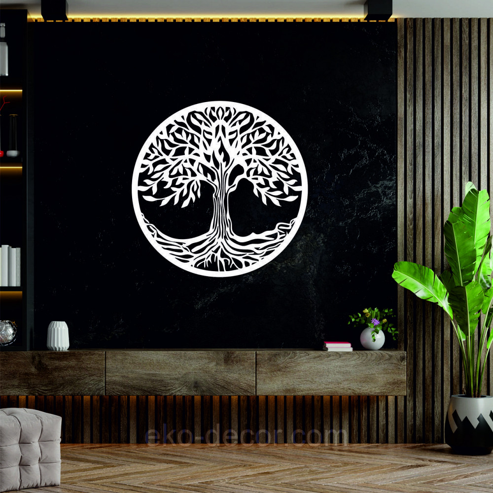 Декоративное настенное 3D Панно «Дерево в кругу» Декор на стену с объемом 50*50 см, Белый Киев - изображение 5