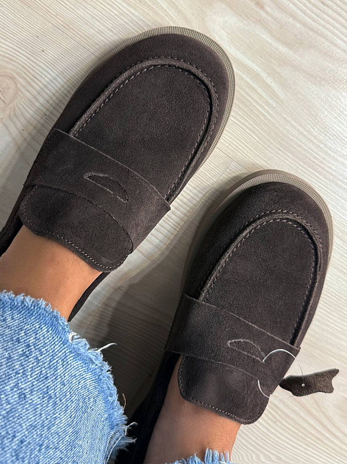 Туфлі жіночі Hengji 588-4 замшеві лофери коричневі, 37, 23,5 см Київ - фото 19