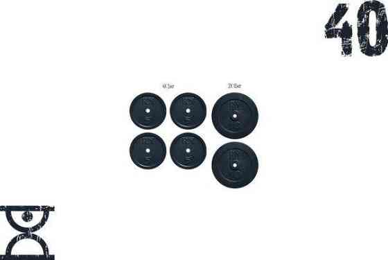 Набір блінів 40 кг (4x5 і 2x10) на гриф 25,30,50 мм Гантелі, гирі, штанги та диски граниліт пофарбований Київ