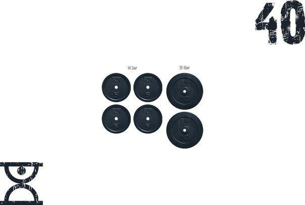 Набір блінів 40 кг (4x5 і 2x10) на гриф 25,30,50 мм Гантелі, гирі, штанги та диски граниліт пофарбований Київ - фото 1