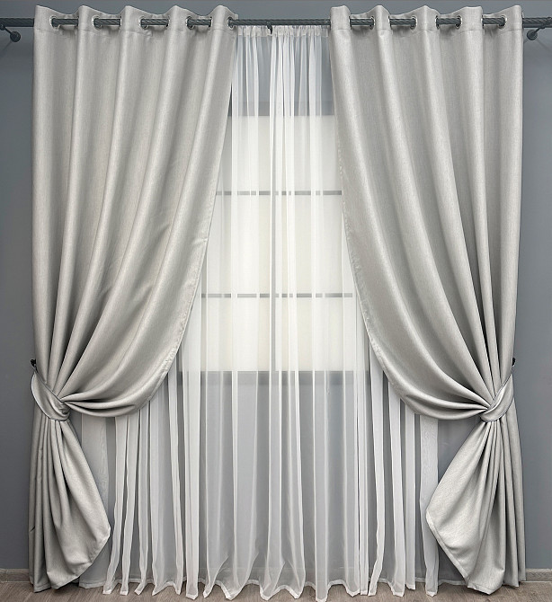 Комплект штор  на люверсах VR-Textil Блэкаут двусторонний Scandi № 1898ш Пепельный 150х250 см 2 шт (37-0298) Киев - изображение 2