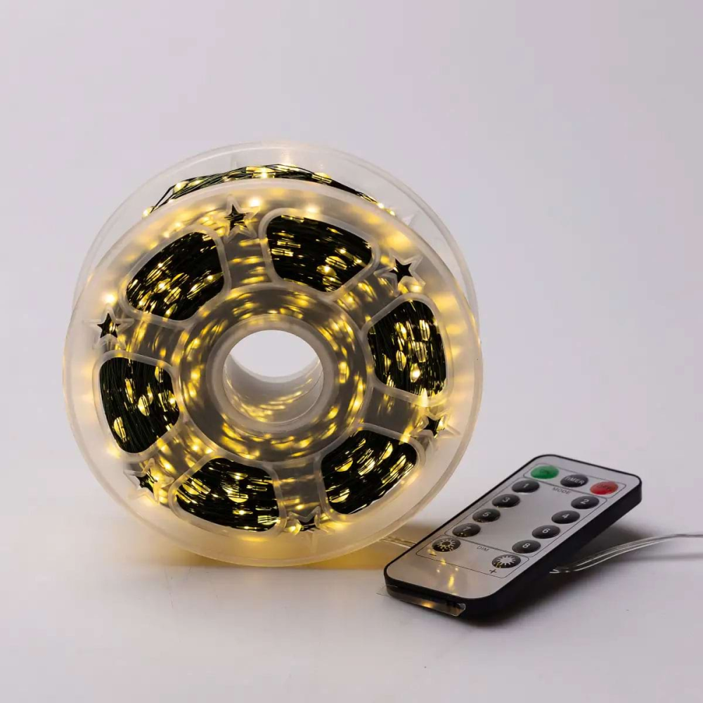 Garlando Новорічна гірлянда кімнатна Роса з пультом 200 м 2000 LED зелений провід Жовте сяйво 2 Коломия - фото 9