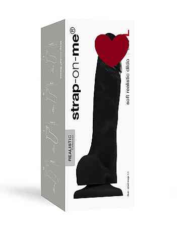 Реалистичный фаллоимитатор Strap-On-Me SOFT REALISTIC DILDO Black - Size L Sex Aura Киев