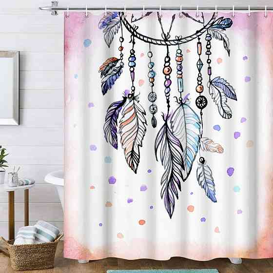 Шторка для ванної та душу з гачками 180x180 см водовідштовхувальна, високоякісна шторка для ванни Кам'янець-Подільський