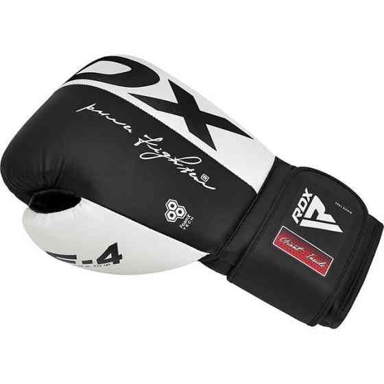 Боксерські рукавиці RDX F4 Boxing Sparring Gloves Hook&Loop WHITE/BLACK 10 унцій (капа у комплекті) Каменское