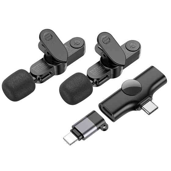 Беспроводная микрофонная система BOROFONE BFK12 Trophy lavalier wireless digital microphone(iP/Type-C) Black Одесса