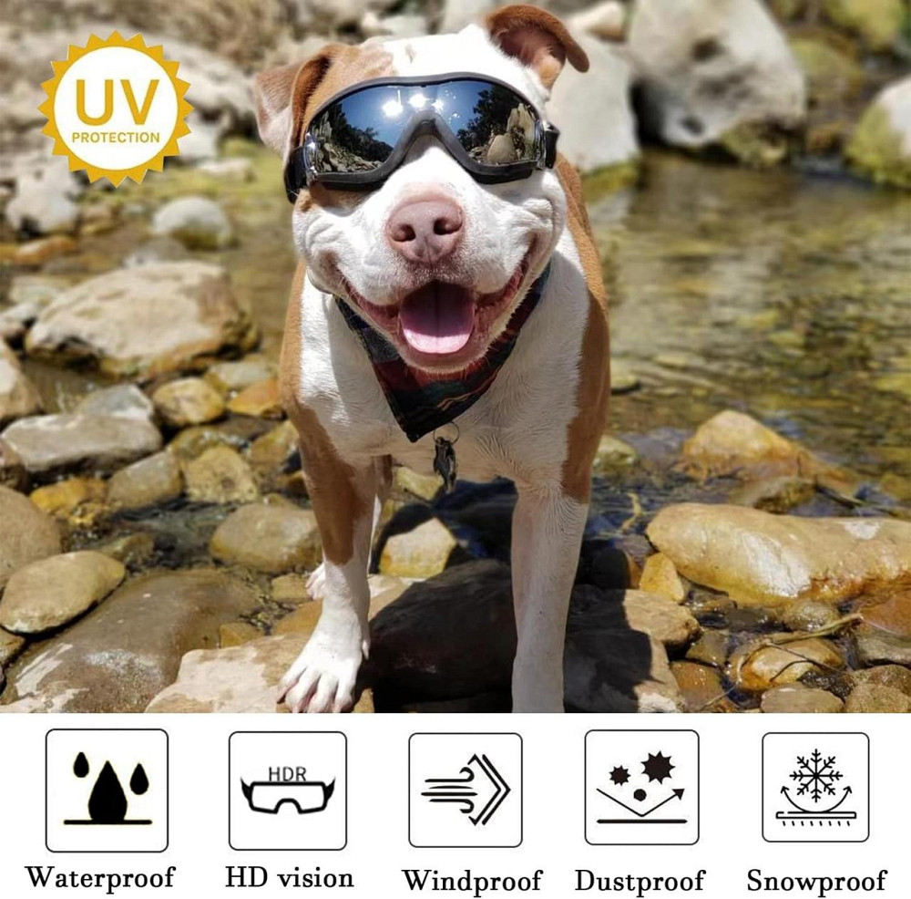 Захисні окуляри для собак з УФ-захистом, регульовані, вітрозахисні, водонепроникні, проти запотівання, для великих порід Київ - фото 3