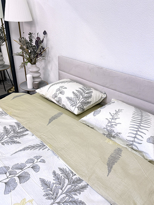 Ecotton Комплект постільної білизни Ecotton двоспальний 180х215 см сатин зелений Листя (рис. 24 Киев - изображение 7