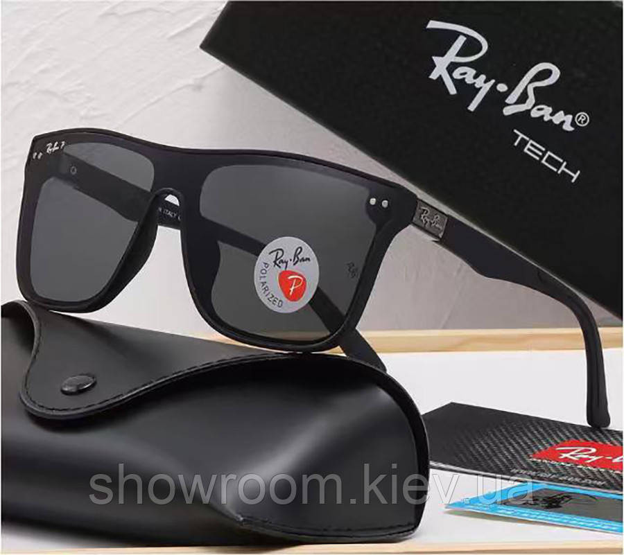 Мужские солнцезащитные очки с поляризацией Ray Ban (69092) черные Киев - изображение 1