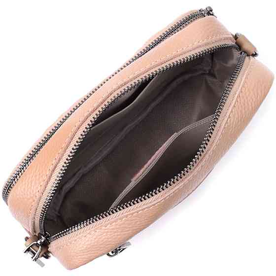 Модная женская сумка прошитая ромбами на лицевой стороне из натуральной кожи Бежевая (Vintage) Киев