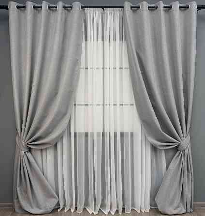 Комплект штор на люверсах VR-Textil Блэкаут двусторонний ASHEN NIGHT № 1840ш Светло-серый 150х270 см 2 шт (37-0281) Киев