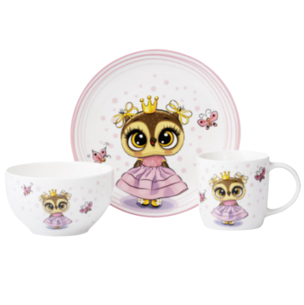 Набір дитячого посуду Princess owl 3 пр.: (тарілка/міска/чашка) порцеляна AR3453OS Ardesto Житомир