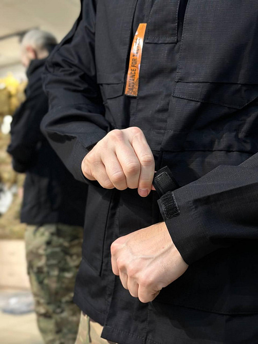 Військова літня куртка чорна з манжетами та кишенями, ріп-стоп тканина, легка та функціональна Львів - фото 8