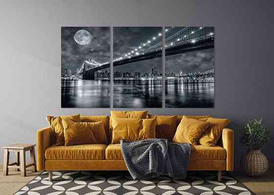 Модульная картина в гостиную / спальню   Місто вночі     ART-316_3A Киев