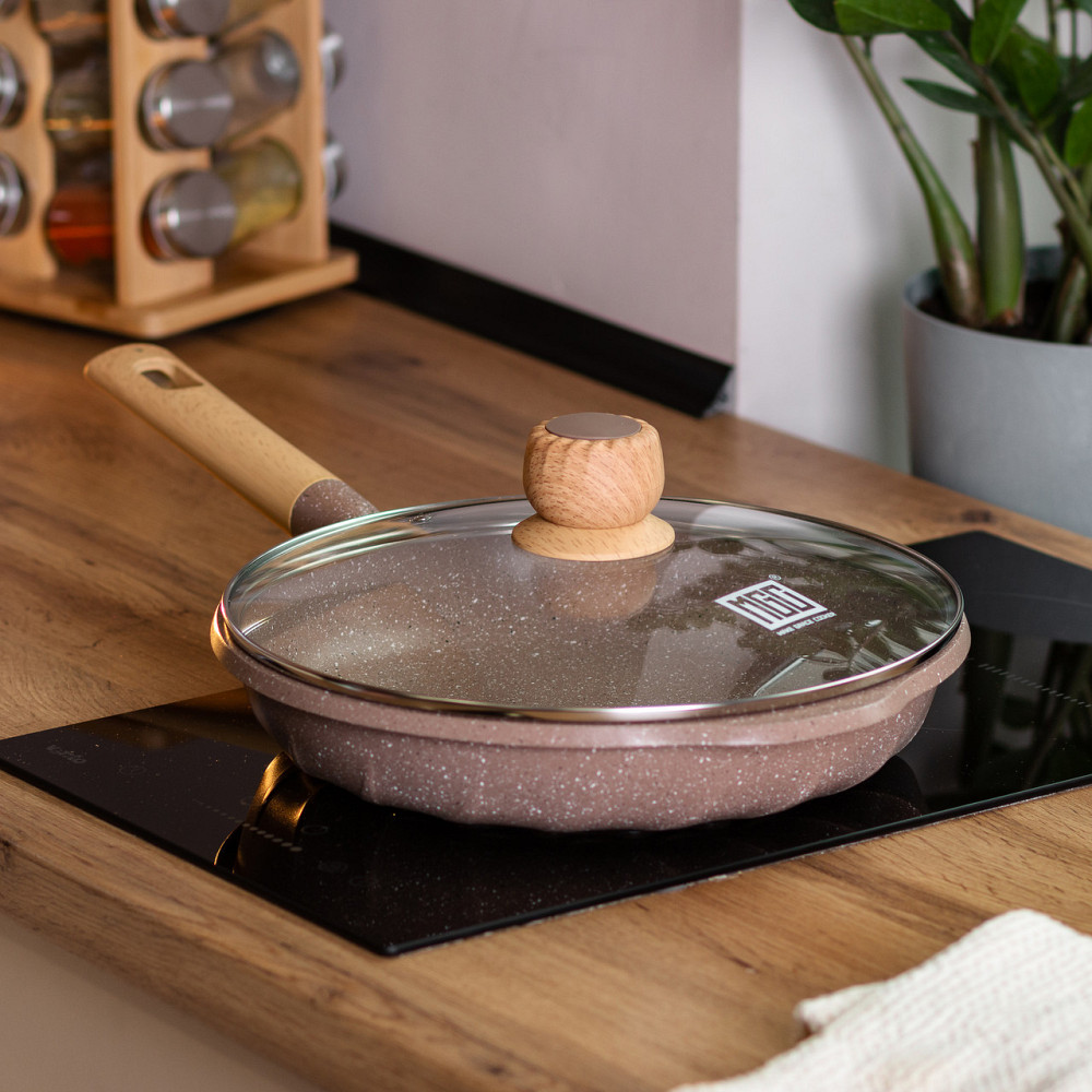 Алюмінієва сковорода 2,8 л з мармуровим антипригарним покриттям Ø 28 см кавова MGC HP-4-425CO Київ - фото 6