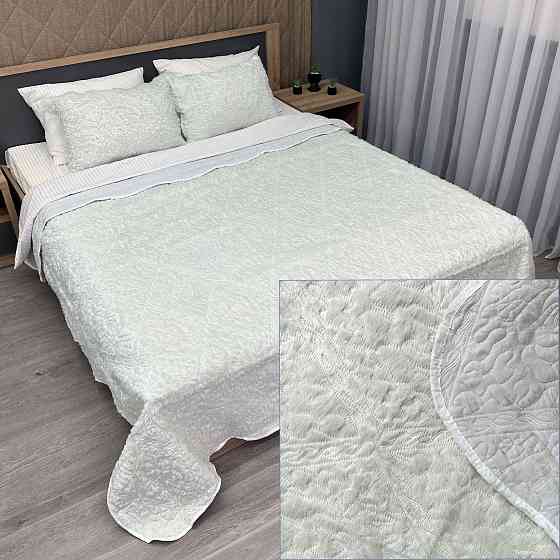 Покривало двостороннє з хутром 210x230 (+-10 см) і 2 наволочки колір молочний (85-152) Київ