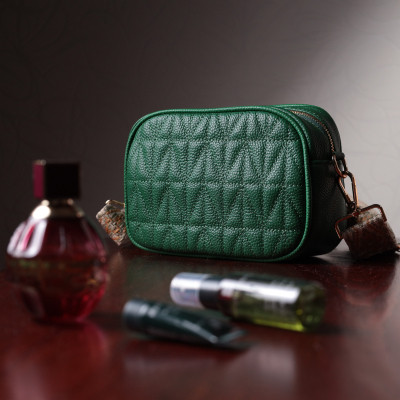 Сумка Vintage Стьобана жіноча з натуральної шкіри Зелена (22613) Вінниця - фото 6