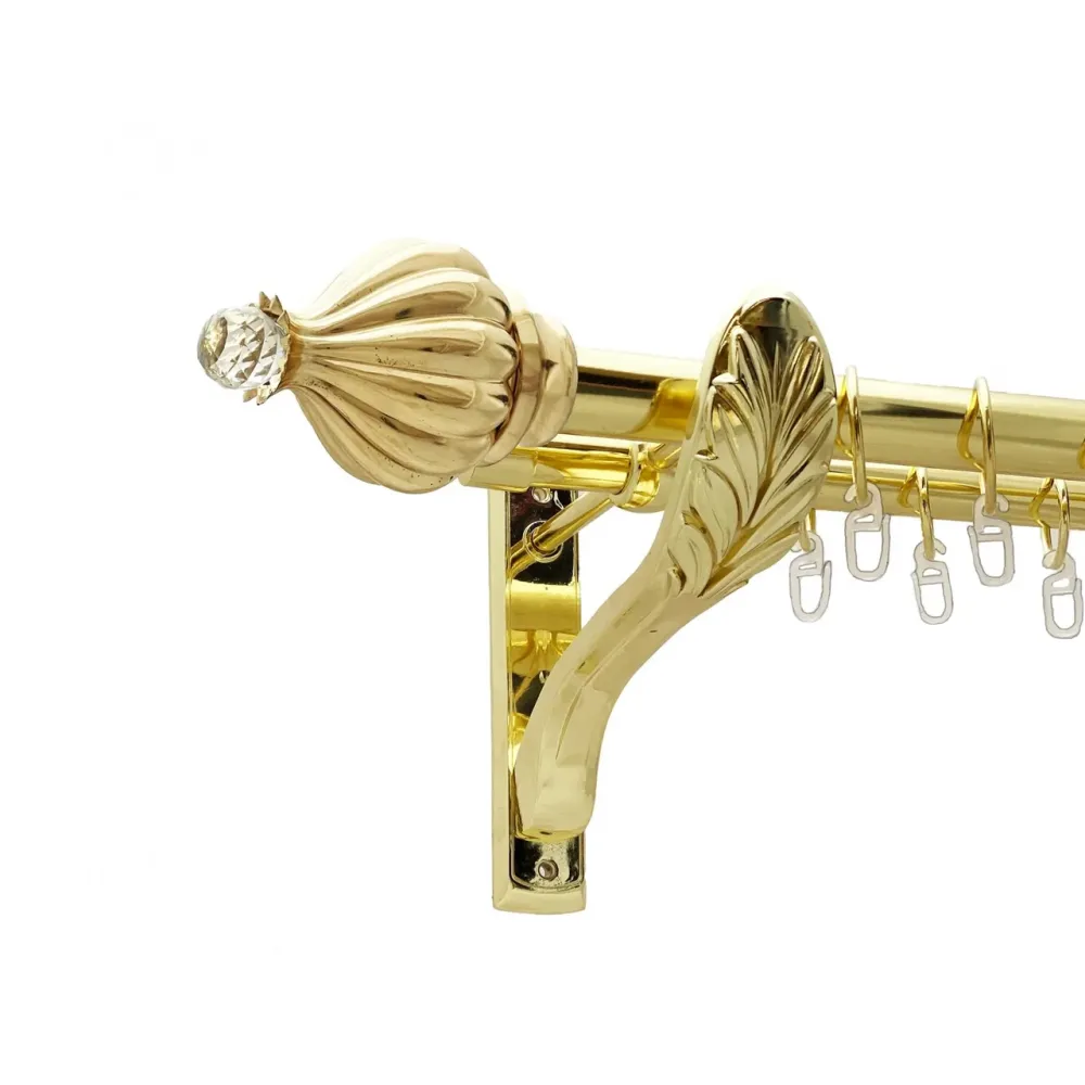 Карниз Orvit Таджа-Кристал металевий дворядний ретро гладка труба кільце металеве Золото 25\19 мм 300 см Львов - изображение 1