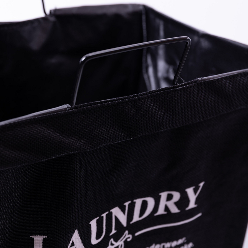 Мягкая корзина для белья на подставке черная Киев - изображение 4