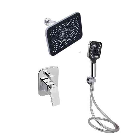 Комплект для душу Qtap Chrome: Змішувач QTNAM6225102NC + Лійки (QTRUC125CRM45954,QTHLA107CRM45784) + Шланг Київ