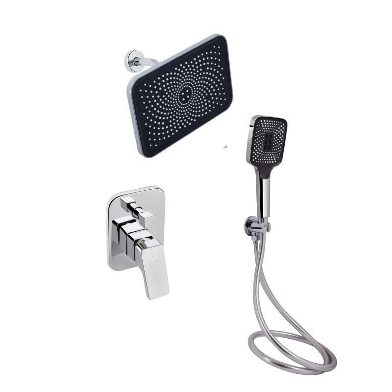 Комплект для душу Qtap Chrome: Змішувач QTNAM6225102NC + Лійки (QTRUC125CRM45954,QTHLA107CRM45784) + Шланг Київ - фото 1