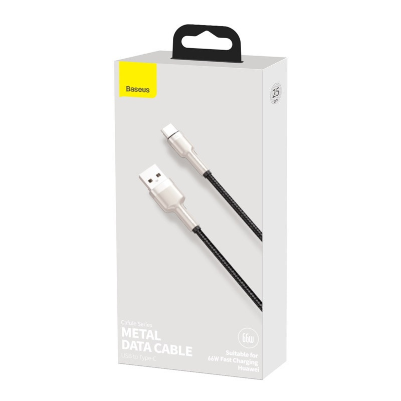 Кабель Baseus Cafule Series Metal Data Cable USB to Type-C 66W 0.25m Black Одеса - фото 2
