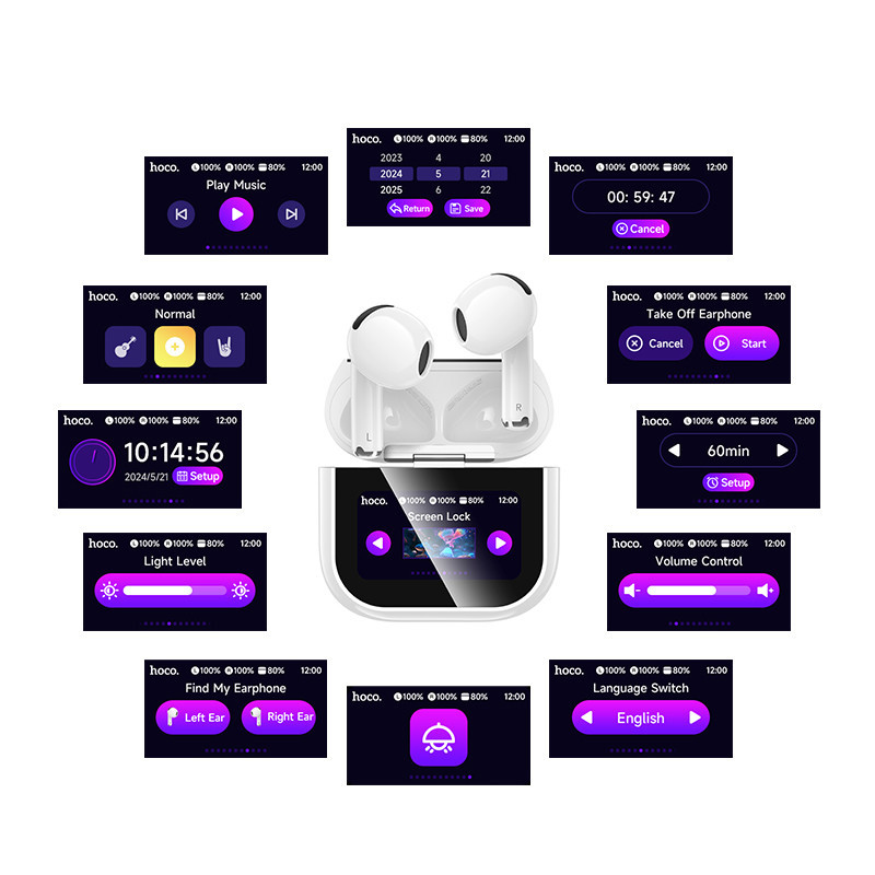 Бездротові навушники HOCO EW82 Sparkle true wireless touch screen BT headset White Київ - фото 1