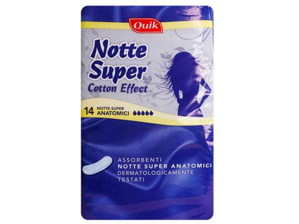 Прокладки гігієнічні нічні 5к. 14шт НІЧНІ NOTTE SUPER Anatomici ТМ QUIK Київ - фото 1