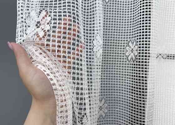 Тюль сетка VR-Textil Juli № 1721т Арка на кухню цвет белый со светло-коричневым 500х160 см (53-0039) Киев