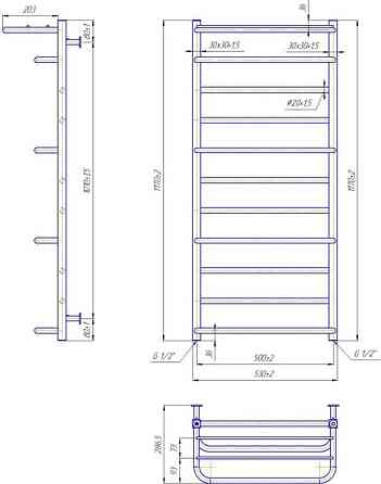 Водяной полотенцесушитель Mario INOX Люксор 1170х530/500 Киев