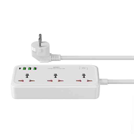 Сетевой удлинитель WIWU 30W Cube Multiple Function GaN Power Strip 1C3A+3 sockets Wi-S005 EU White Одесса