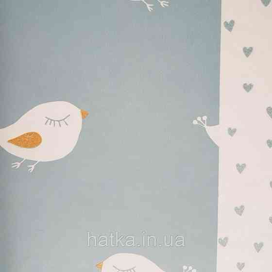 Шпалери флізелінові еко Decoprint 21105 Sweet Dreams дитячі білі птахи на блакитному фоні 0,53x10,05 м Київ