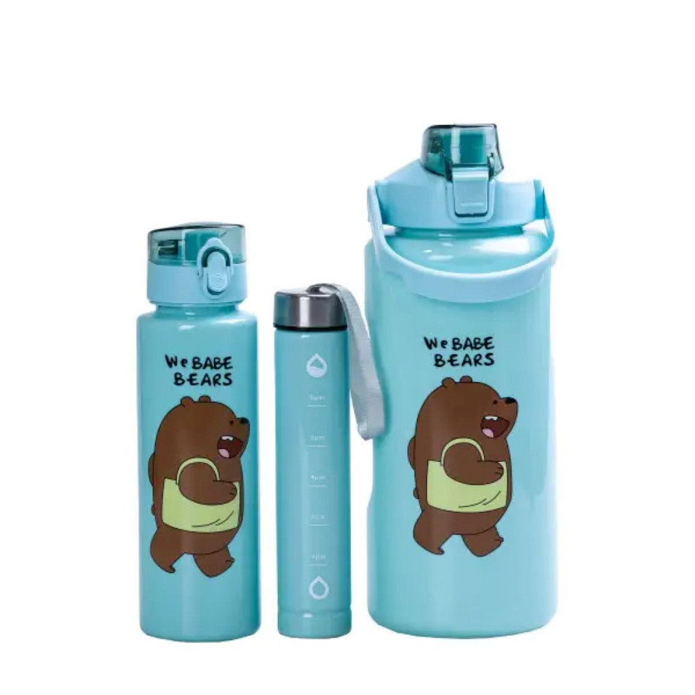 Happy Life Набір пляшок 3 в 1 Панда з поїлкою і ручкою 0.3 (л) 0.7 (л) 2 (л) М'ятний HPZSB12001 Коломия - фото 1