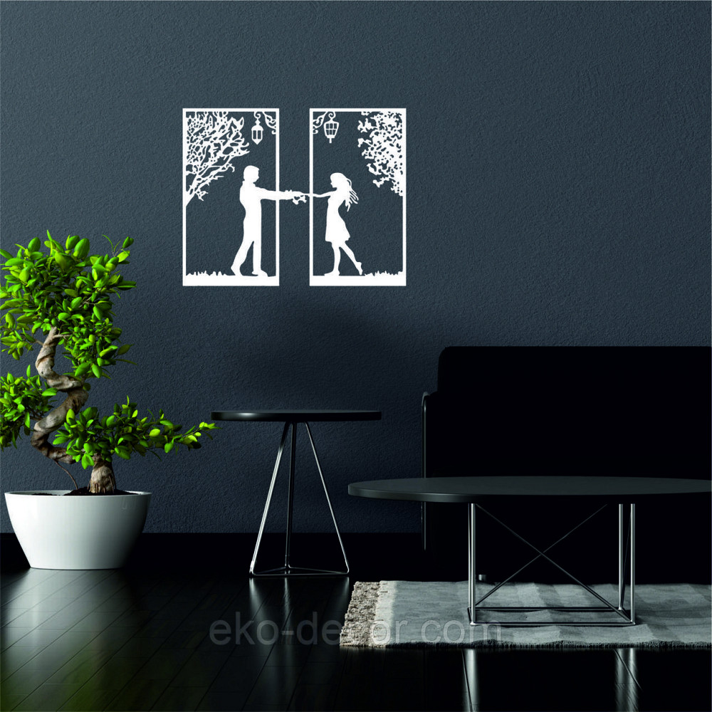 Декоративное настенное Панно «Девушка и парень» Декор на стену 90*71 см, Белый Киев - изображение 2