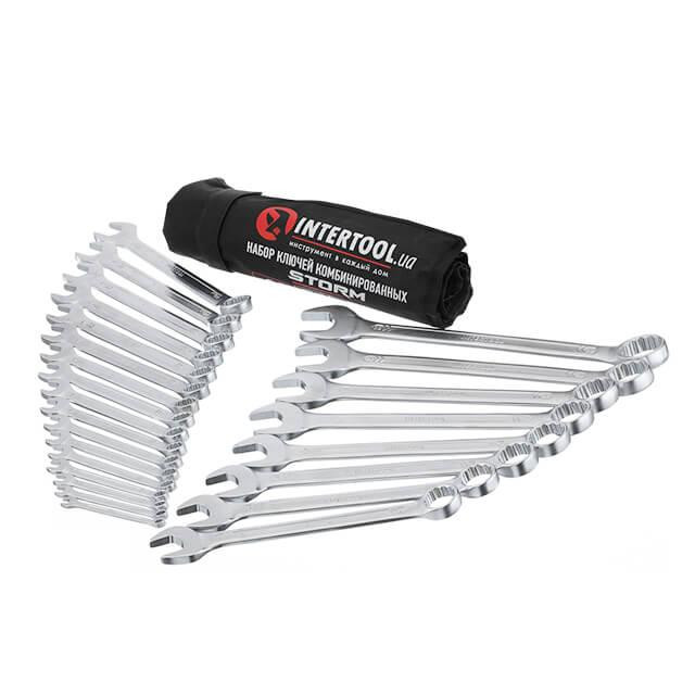 Набір ключів комбінованих, 25 шт., 6-32 мм, Cr-V, чохол, DIN3113, STORM INTERTOOL XT-1000 Київ - фото 3