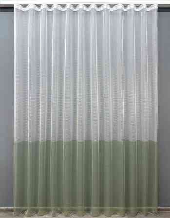 Тюль VR-Textil 1747т Сітка Льон Білий з оливковим 300х250 см (42-0856) Київ