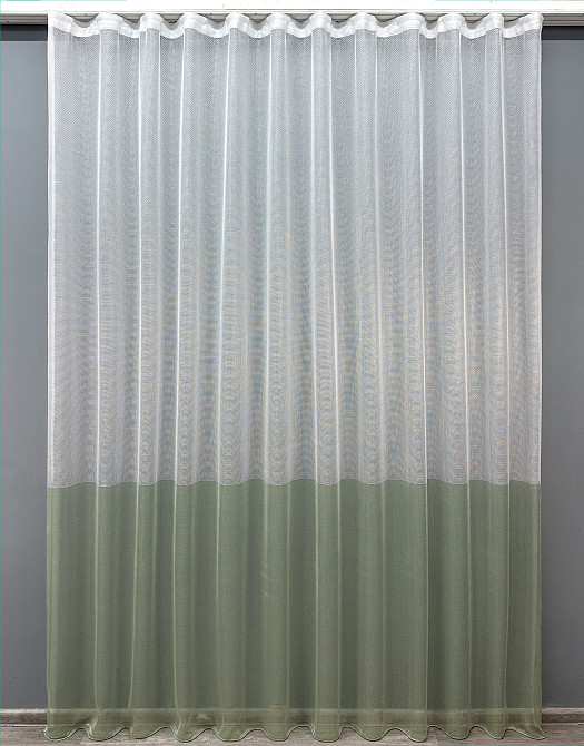 Тюль VR-Textil 1747т Сітка Льон Білий з оливковим 300х250 см (42-0856) Київ - фото 2
