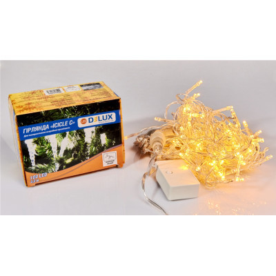 Гірлянда Delux ICICLE С 100 LED 3.2х0.7 м Теплий білий/Прозорий IP20 (90015255) Вінниця - фото 1