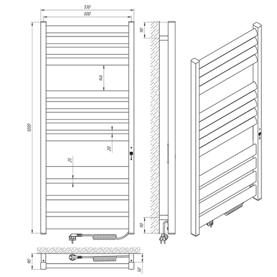 Електричний полотенцесушитель Laris Зебра Лавина ЧК13 500Х1200 Е білий Київ