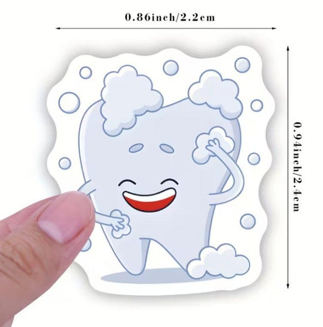 Стикеры зубчики – рулон 500 шт, милые наклейки для декора Киев - изображение 3