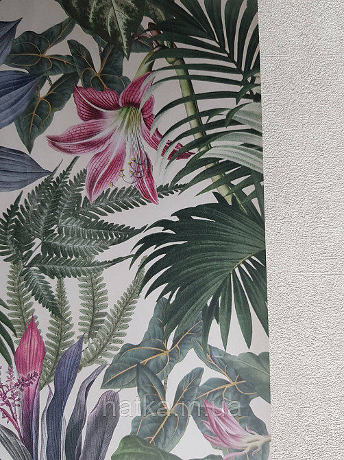 Шпалери вінілові Grandeco One roll one motif 1.59x2.8 панно гілки квіти червоні зелені Київ - фото 2